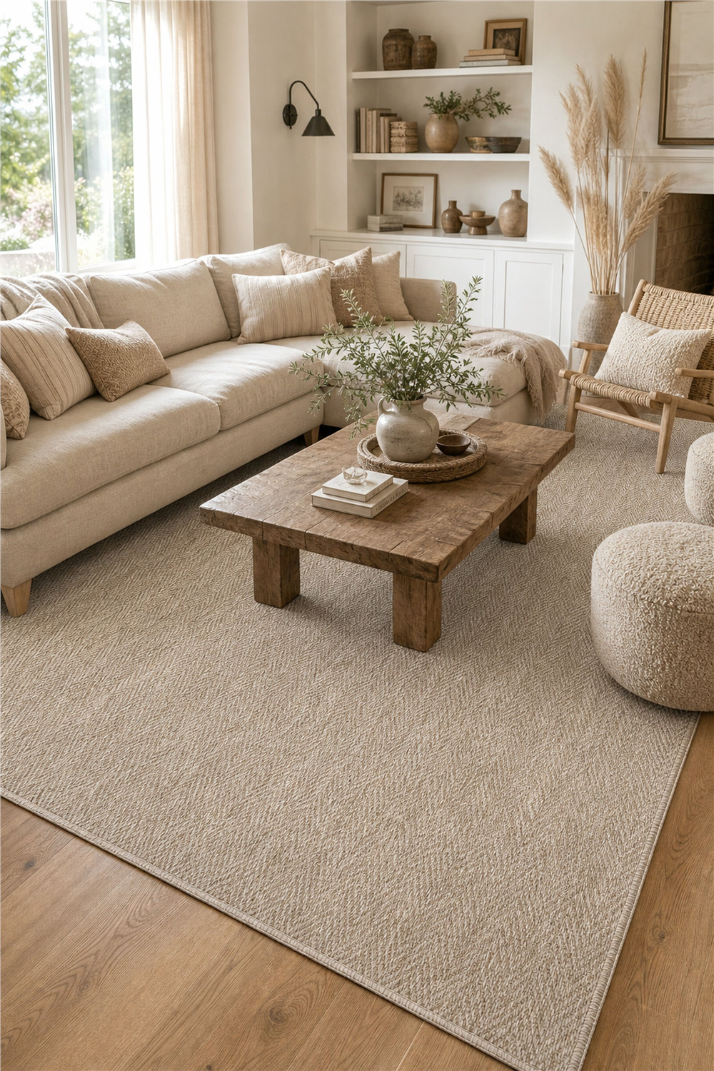 Luna LN06 Beige Cream Doğal Sisal Halı
