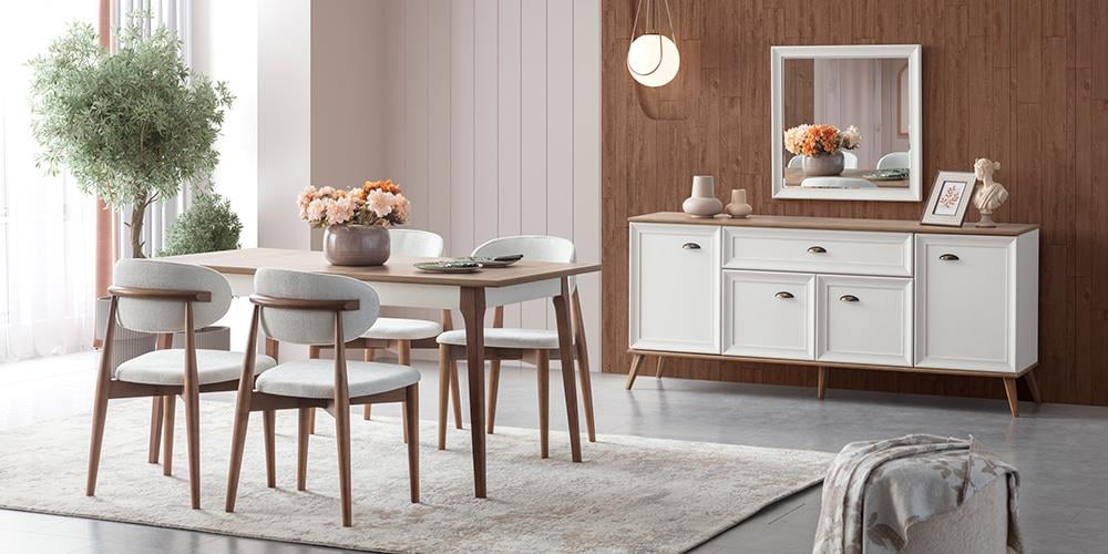 Ada Beyaz Ceviz Yemek Odası