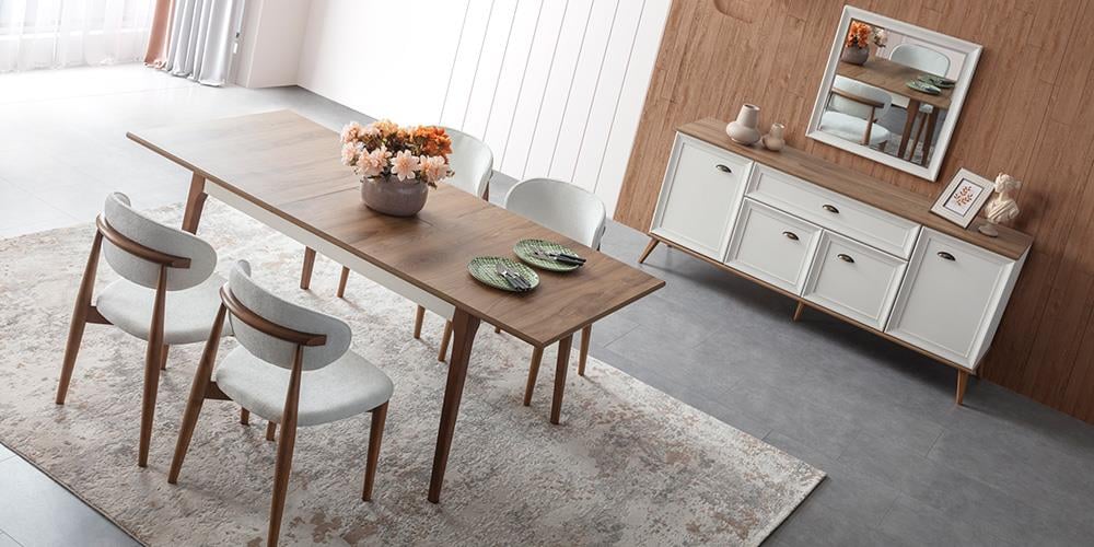 Ada Beyaz Ceviz Yemek Odası