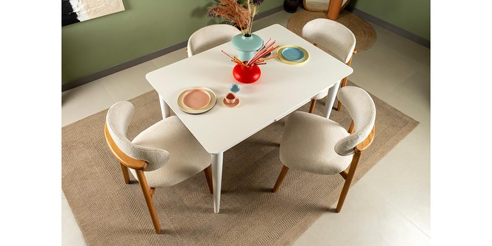 Ala Beyaz Mutfak Masa Takımı