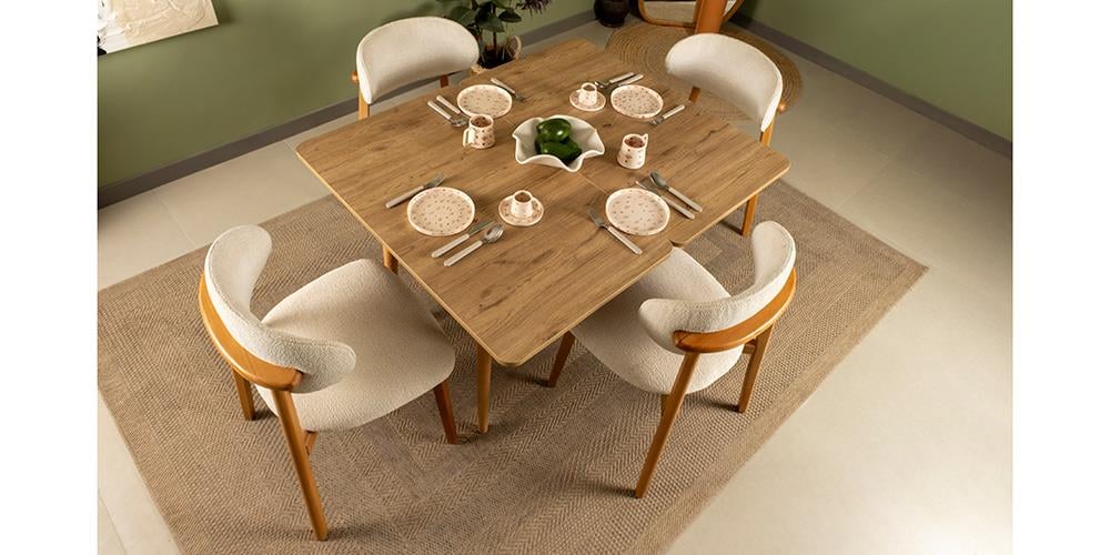 Ala Ceviz Katlanan Mutfak Masa Takımı