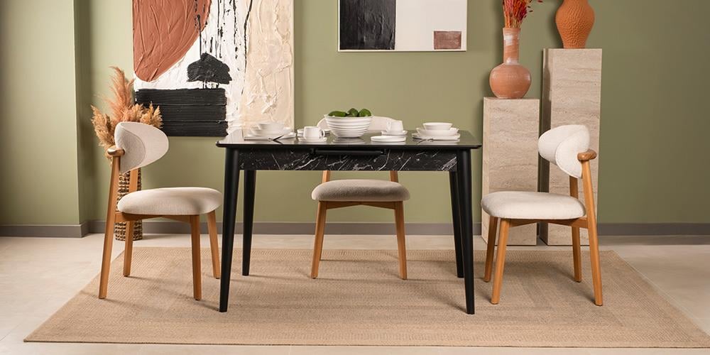 Ala Siyah Mermer Mutfak Masa Takımı