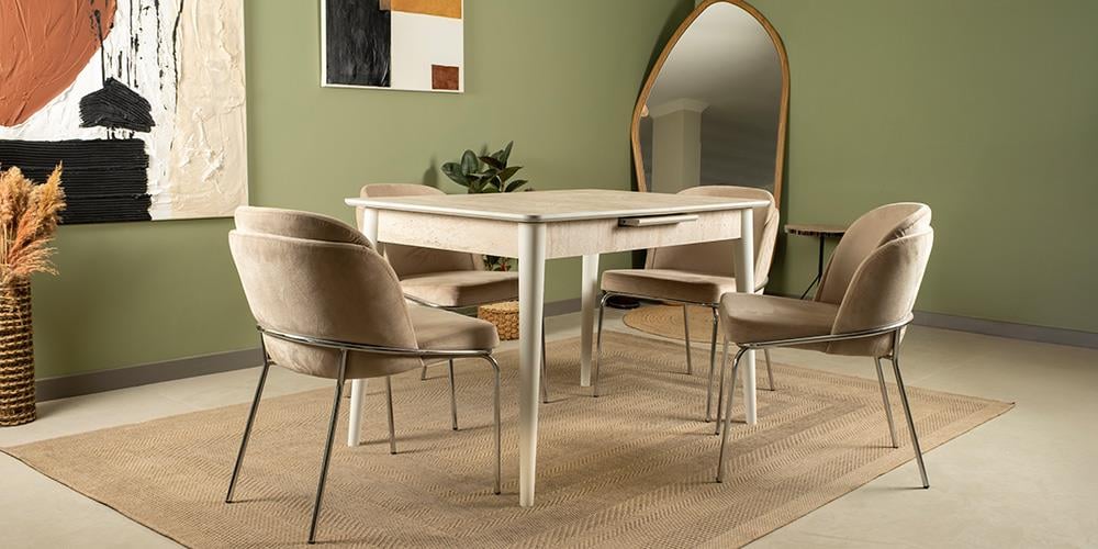 Ala Traverten Mutfak Masa Takımı