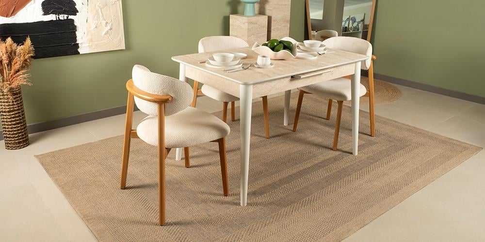 Ala Traverten Mutfak Masa Takımı