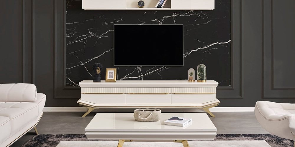 Angel Beyaz Gold TV Ünitesi