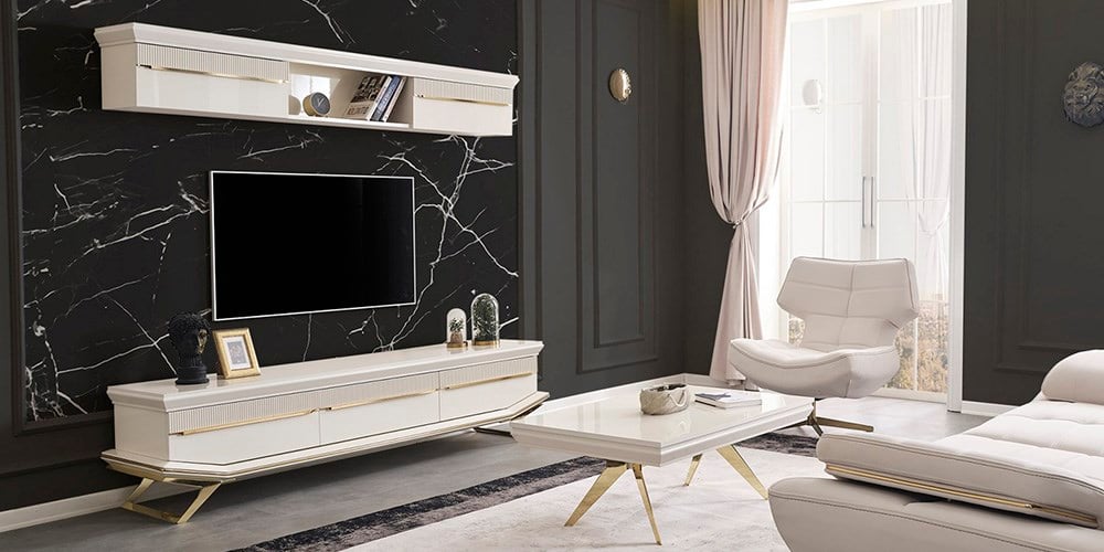 Angel Beyaz Gold TV Ünitesi