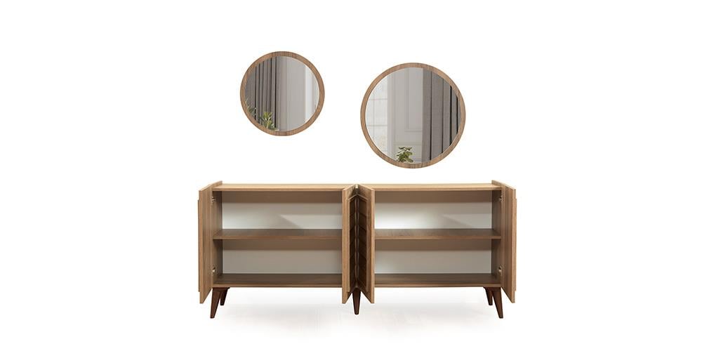 Beykoz Ceviz Beyaz Aynalı Konsol