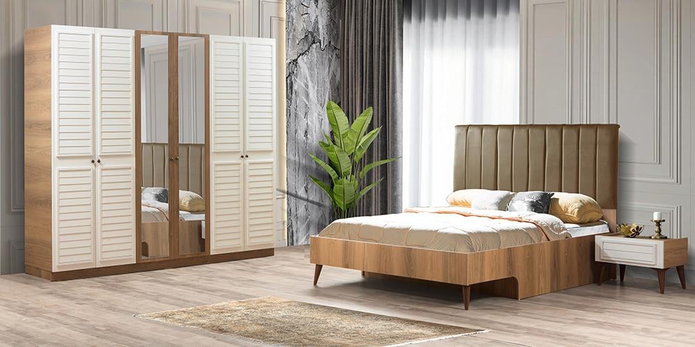 Beykoz Ceviz Beyaz Yatak Odası Takımı