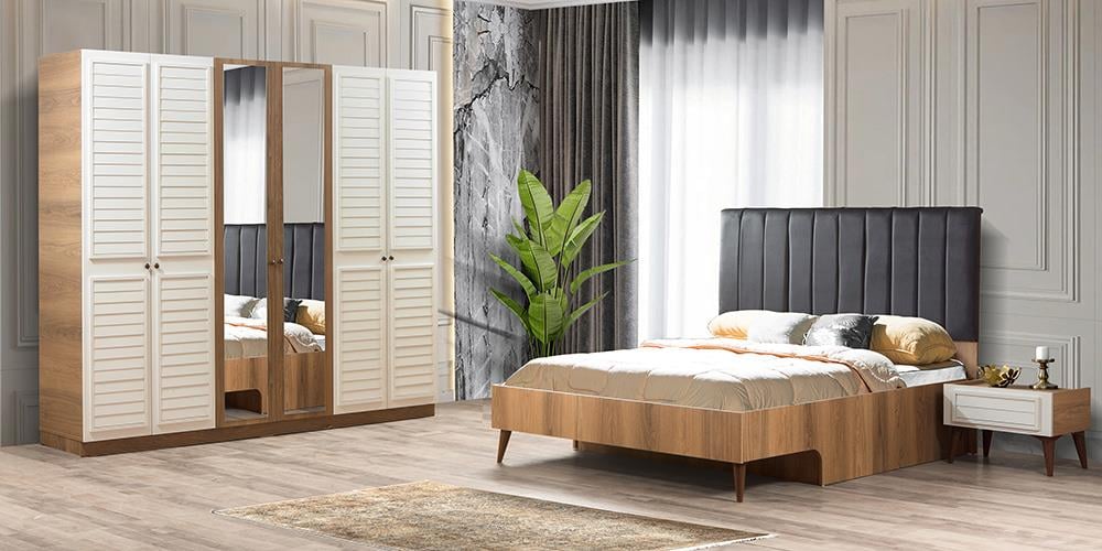 Beykoz Ceviz Beyaz Yatak Odası Takımı