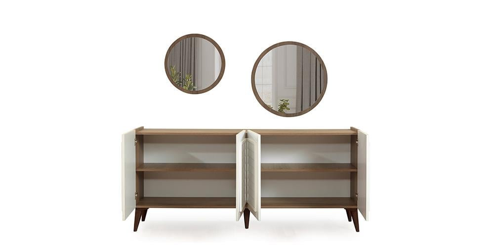 Beykoz Ceviz Beyaz Yemek Odası Takımı