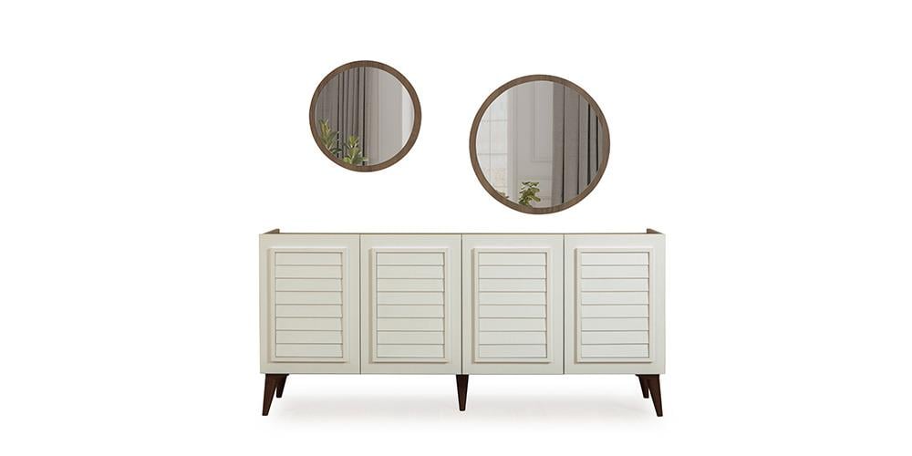 Beykoz Ceviz Beyaz Yemek Odası Takımı