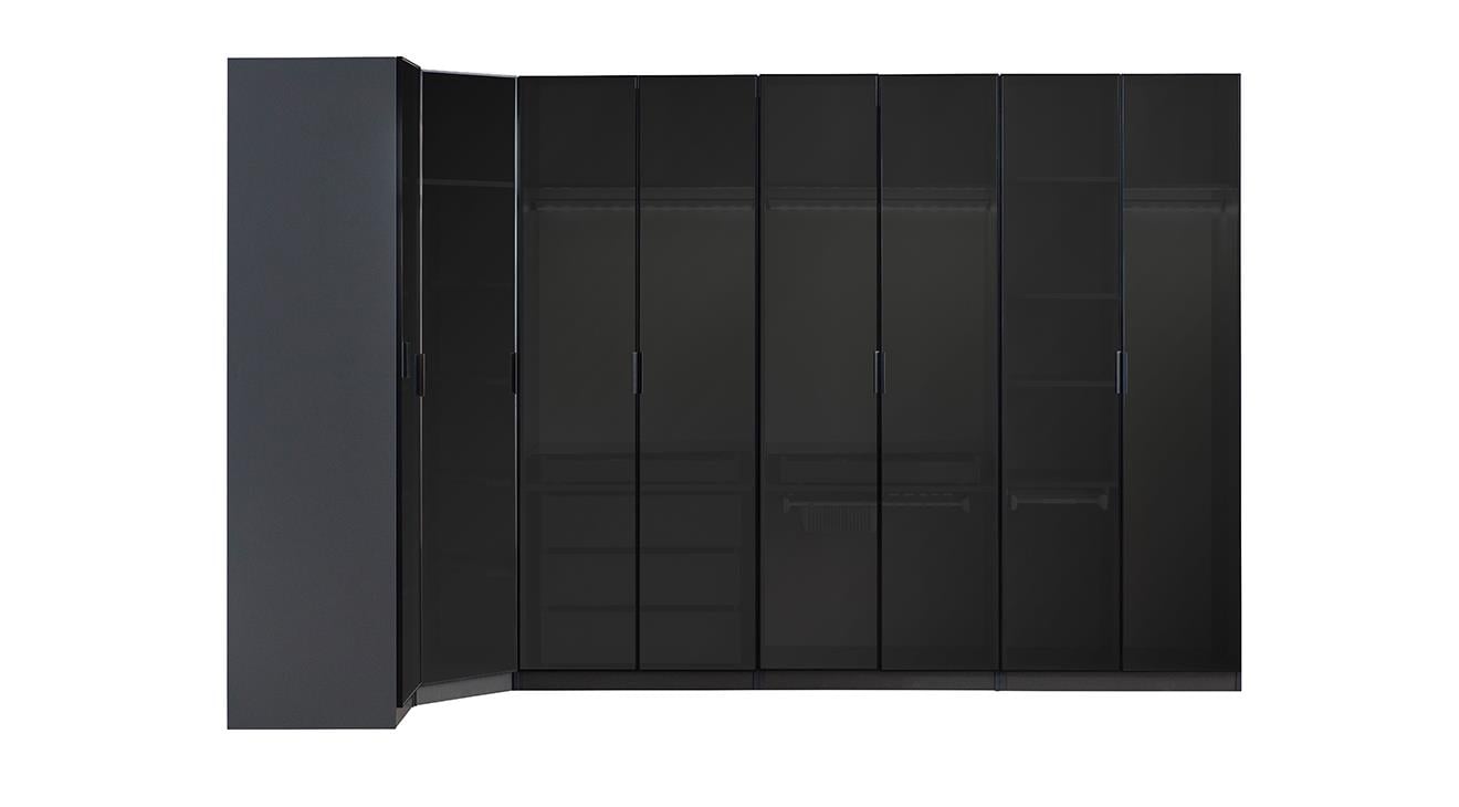 Bronze Antrasit Köşe Dolaplı Yatak Odası