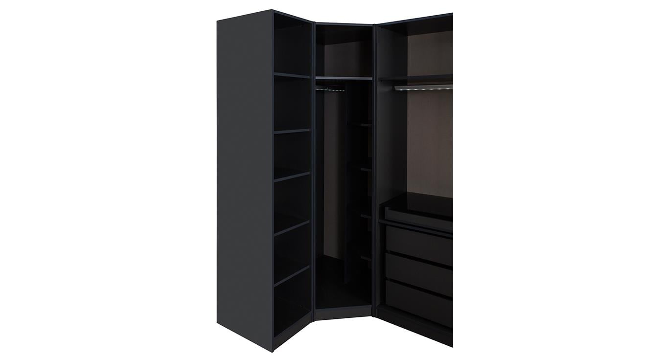 Bronze Antrasit Köşe Dolaplı Yatak Odası