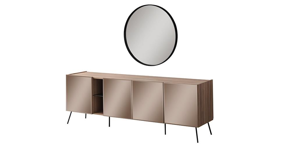 Bronze Ceviz Aynalı Konsol