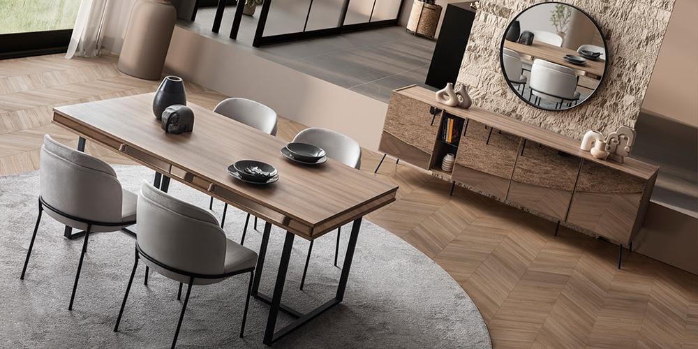 Bronze Ceviz Yemek Odası