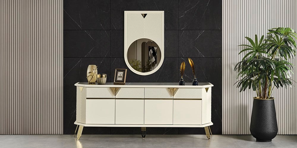 City Gold Ayaklı Aynalı Konsol