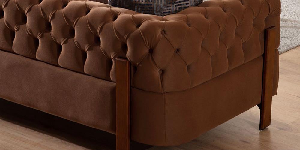 Cratos Wood Düğmeli Üçlü Koltuk
