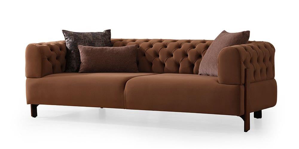 Cratos Wood Düğmeli Üçlü Koltuk