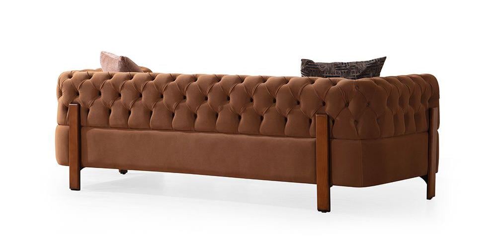 Cratos Wood Düğmeli Üçlü Koltuk