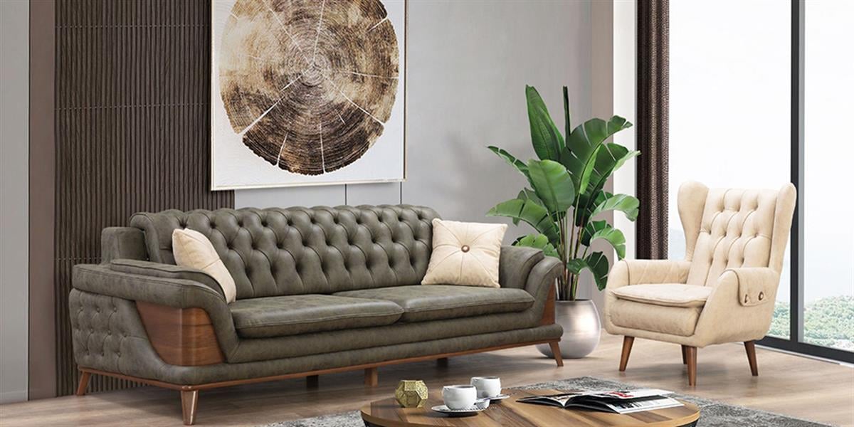 Deniz Yeşil Üçlü Koltuk