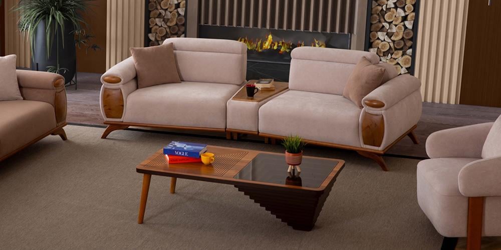 Diamond Sehpalı Üçlü Koltuk