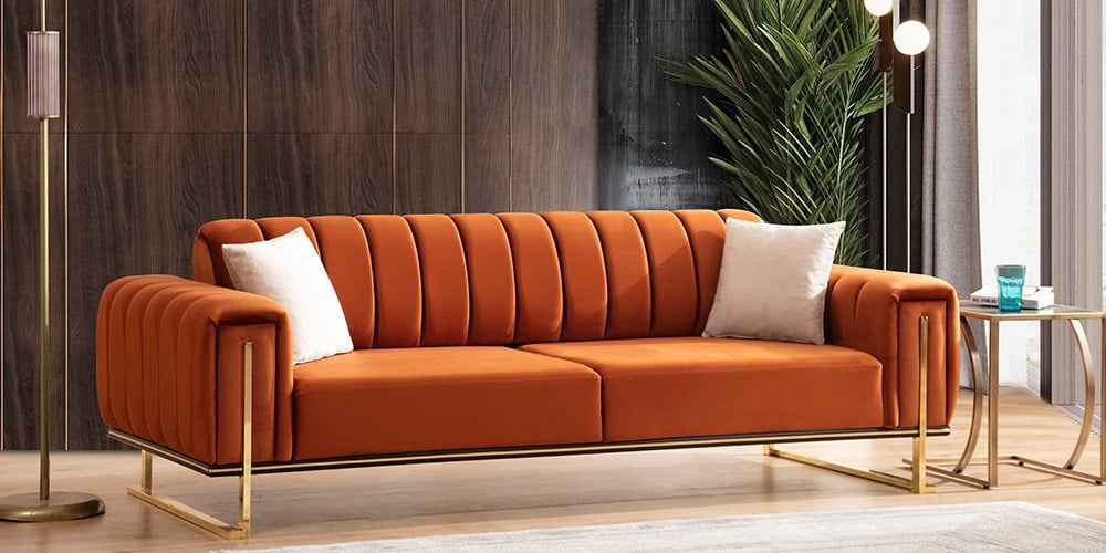 Elegance Gold Ayaklı Üçlü Koltuk