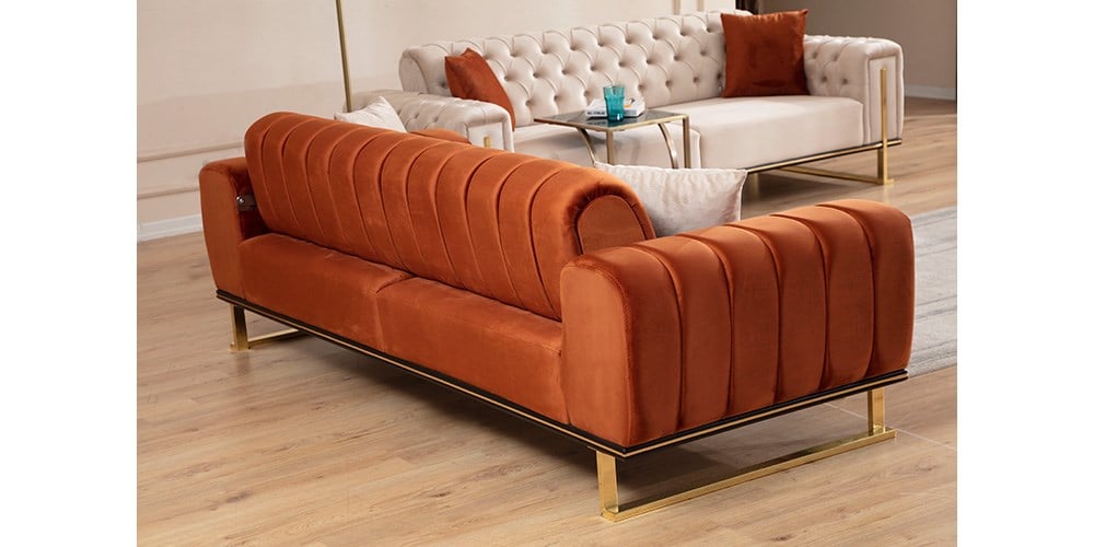 Elegance Gold Ayaklı Üçlü Koltuk