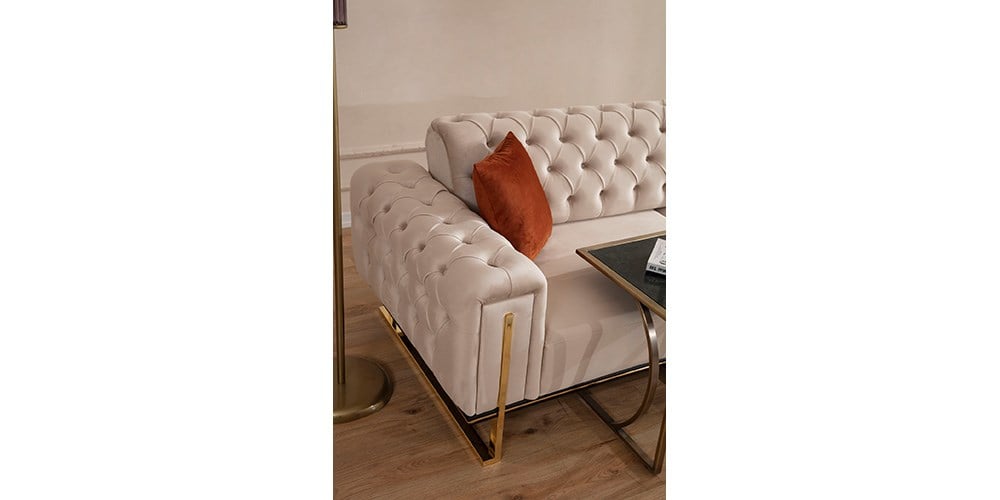 Elegance Gold Ayaklı Üçlü Koltuk