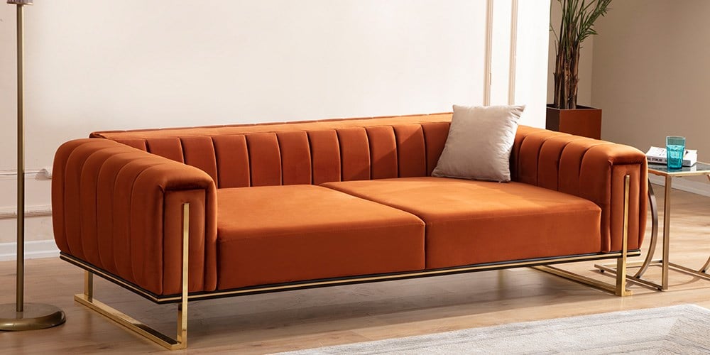 Elegance Gold Ayaklı Üçlü Koltuk
