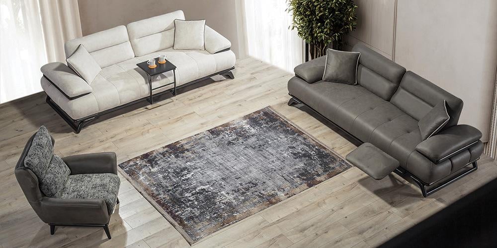 Falcon Antrasit Dinlenmeli/Sehpalı Koltuk Takımı