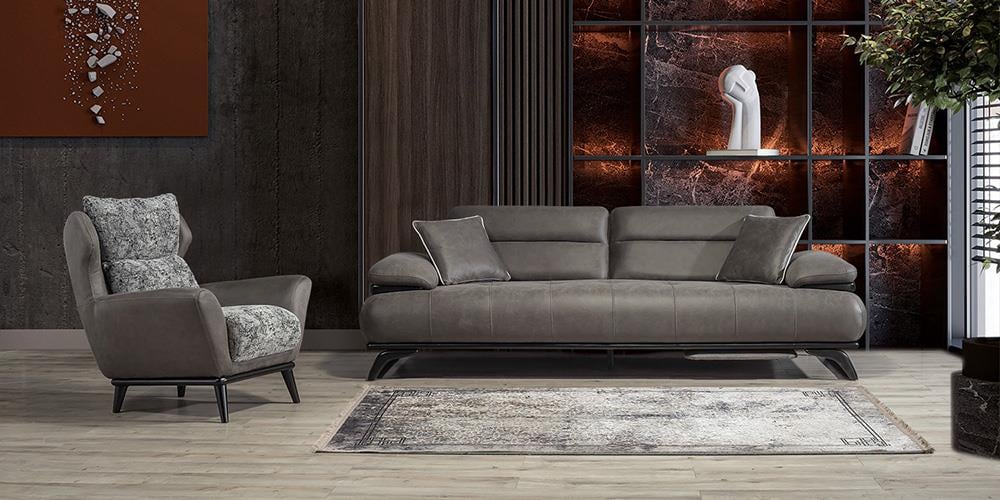 Falcon Antrasit Dinlenmeli/Sehpalı Koltuk Takımı