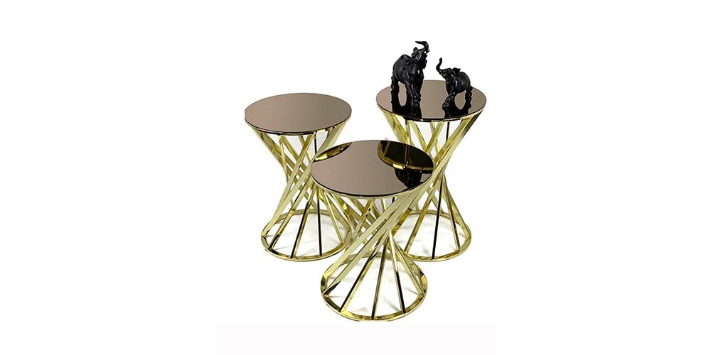 Gold Metal Ayaklı Zigon Sehpa