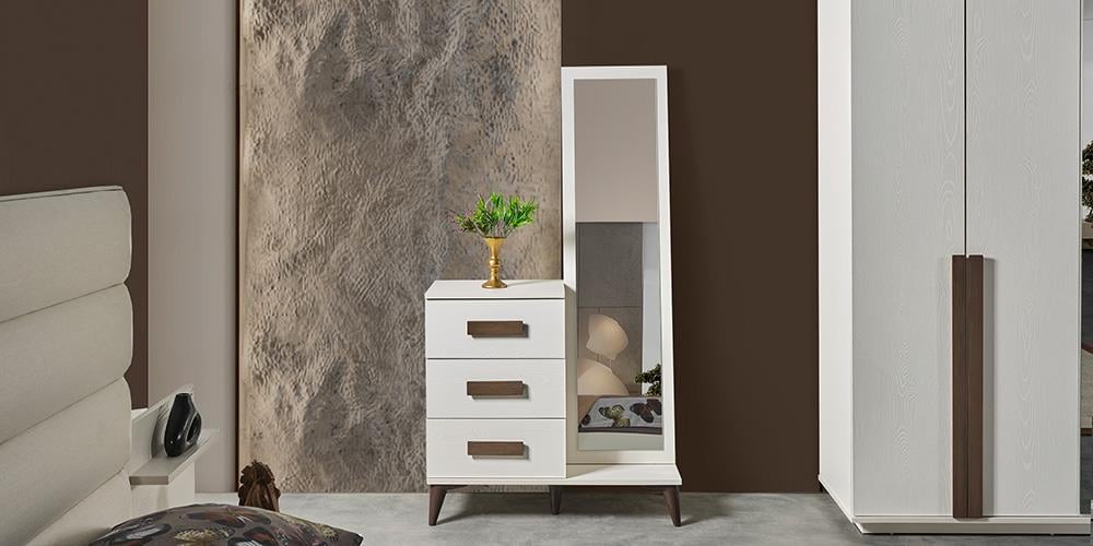 Hazal Aynalı Beyaz Şifonyer