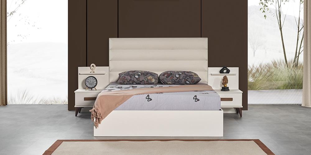 Hazal Beyaz Kapaklı Yatak Odası 