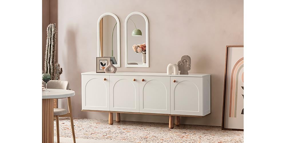 Henna Aynalı Beyaz Konsol