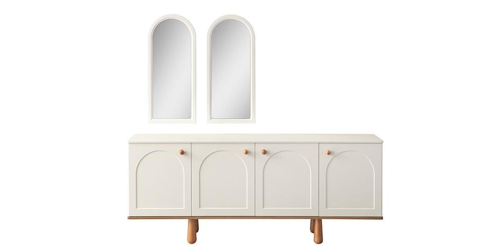 Henna Aynalı Beyaz Konsol