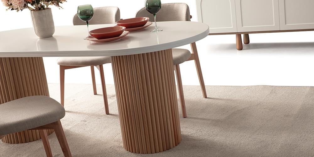 Henna Beyaz Yemek Masası