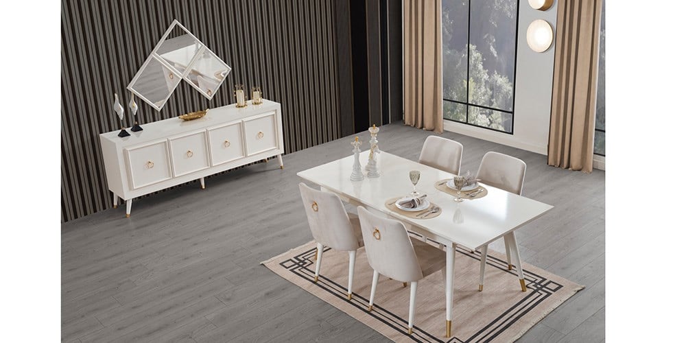 Liza Beyaz Yemek Odası