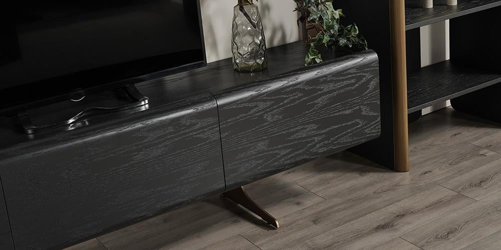 M42 Raflı Siyah TV Ünitesi