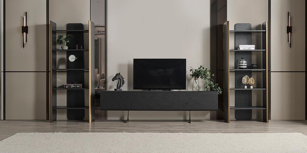 M42 Raflı Siyah TV Ünitesi