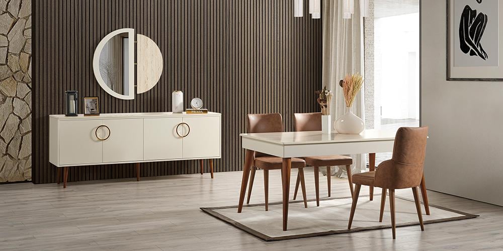 M75 Beyaz Yemek Odası Takımı