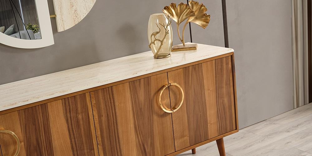 M76 Aynalı Mermer Konsol