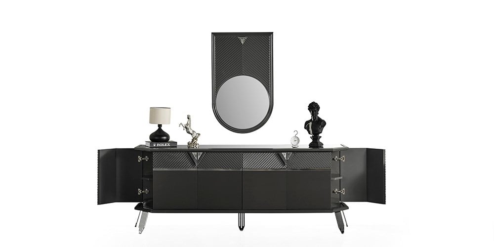 Madrid Gümüş Ayaklı Aynalı Konsol