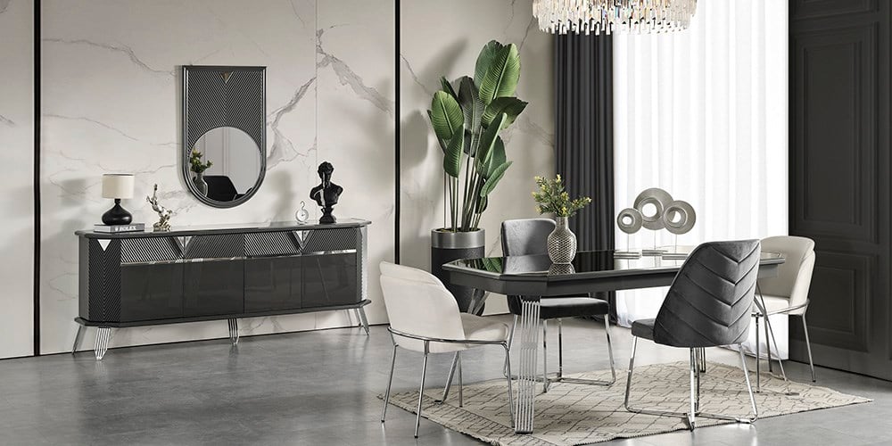 Madrid Gümüş Ayaklı Yemek Odası