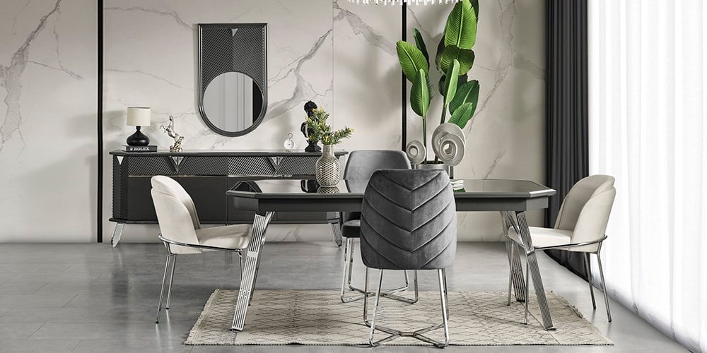 Madrid Gümüş Ayaklı Yemek Odası