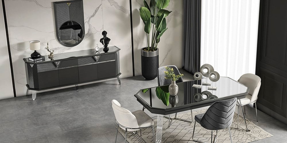 Madrid Gümüş Ayaklı Yemek Odası