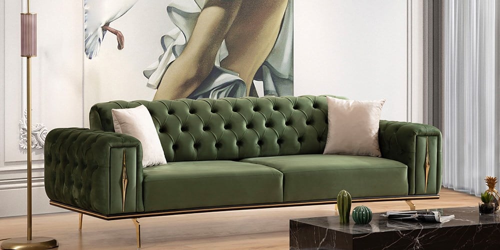 Natura Gold Ayaklı Üçlü Koltuk