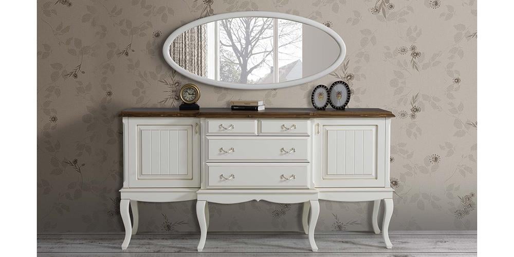 Neva Beyaz Aynalı Konsol