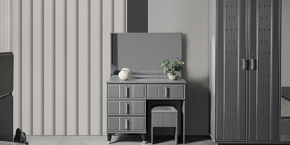 Pırlanta Antrasit Aynalı Şifonyer