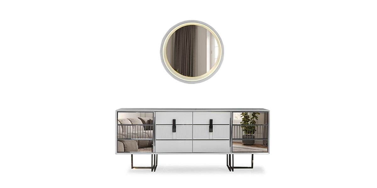 Riva Sis Gri Yemek Odası